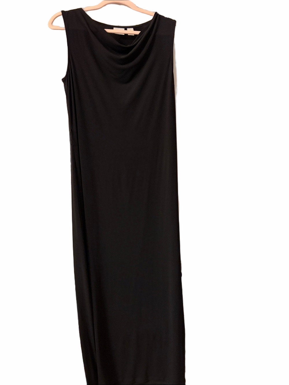 Chicos sleeveless Black Maxi dress drape neck line Chicos size 1  / size 6/ M